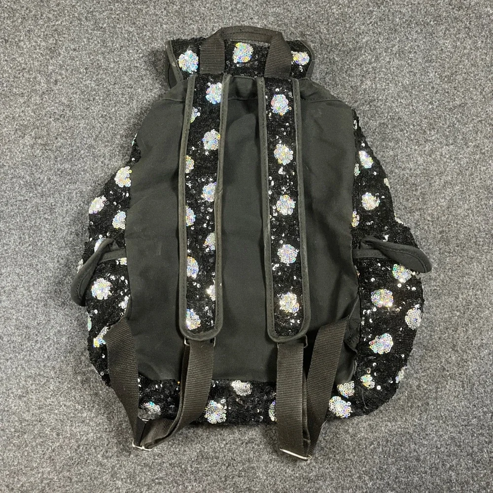 Victoria's‎ Secret PINK Sequin Polka Dot Festival Backpack Black Silver Sparkle